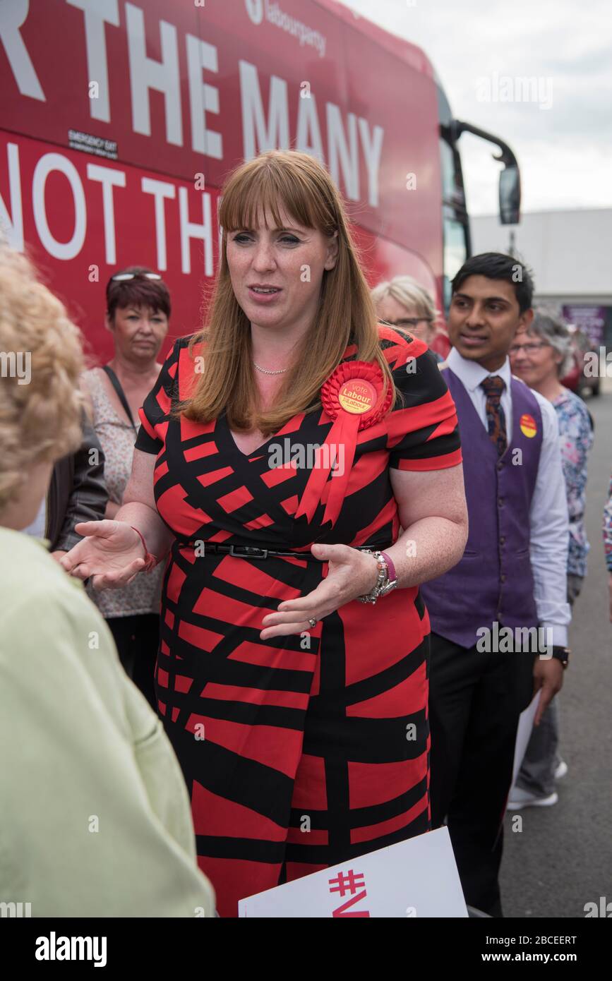 Angela Rayner, UK Labour Party new deputy leader and formally Shadow Secretary of State for Education, campaigning in Hartlepool with Mike Hill, Labour Party Candidate  28 May 2017. Stock Photo