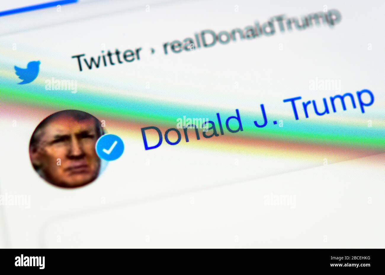 Official Twitter page of Donald J. Trump, realDonaldTrump, President of the United States of America, screenshot, Germany Stock Photo