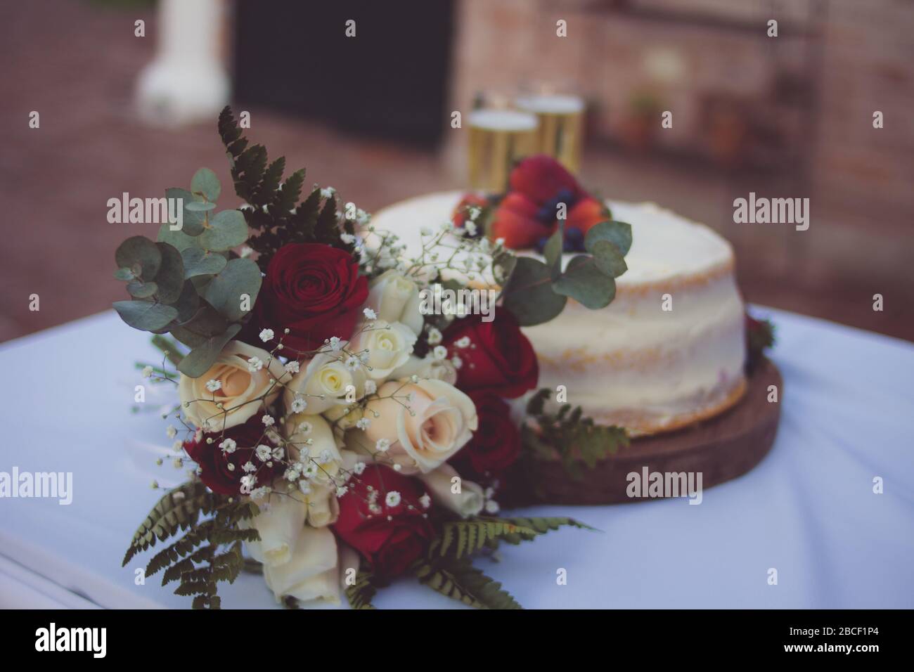 Rustic semi naked cake Stock Photo