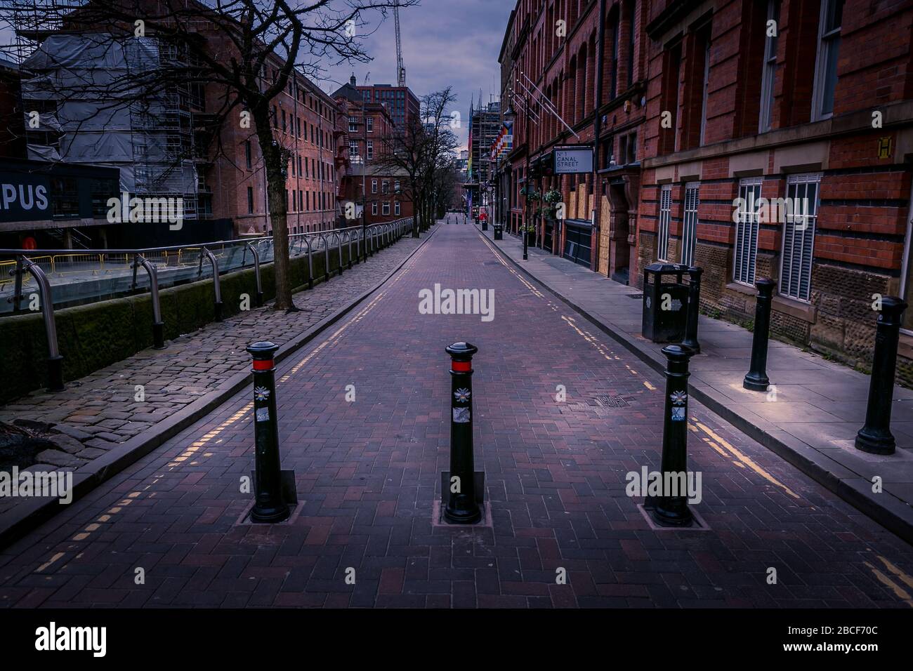 Canal Street, The Gay Village, Manchester, United Kingdom. Empty streets, closed business's during the coronavirus outbreak, April 2020. Stock Photo