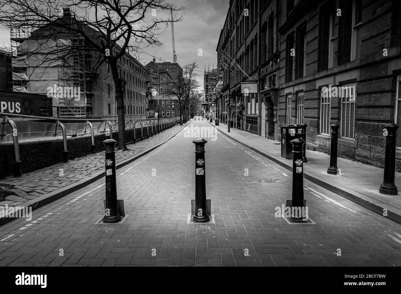 Canal Street, The Gay Village, Manchester, United Kingdom. Empty streets, closed business's during the coronavirus outbreak, April 2020. Stock Photo