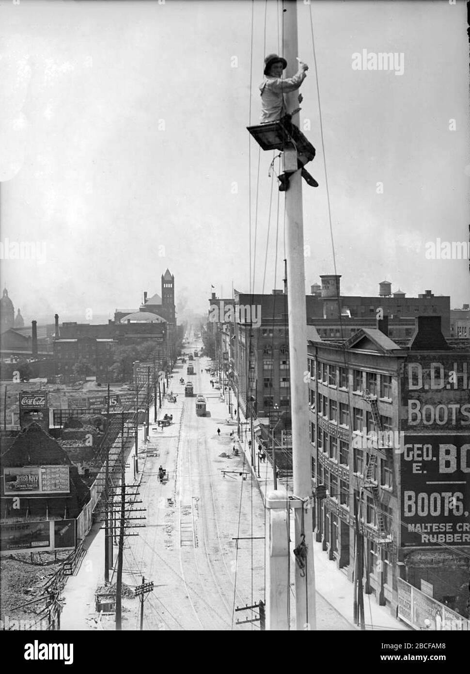 English View Of Flagpole Painter At Old Customs House Looking West Along Front Street West From Yonge Street The Future Site Of New Union Station Is On The Left With The Then