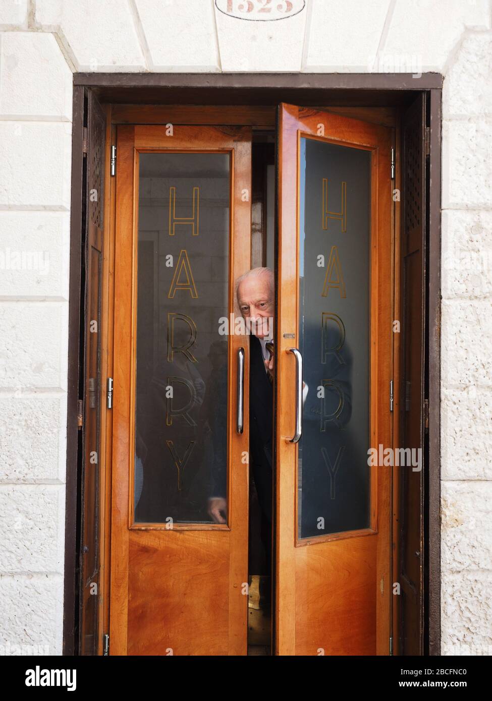 Mr. Arrigo Cipriani at Harry's Bar, Venice, Veneto, Italy, Europe Stock Photo