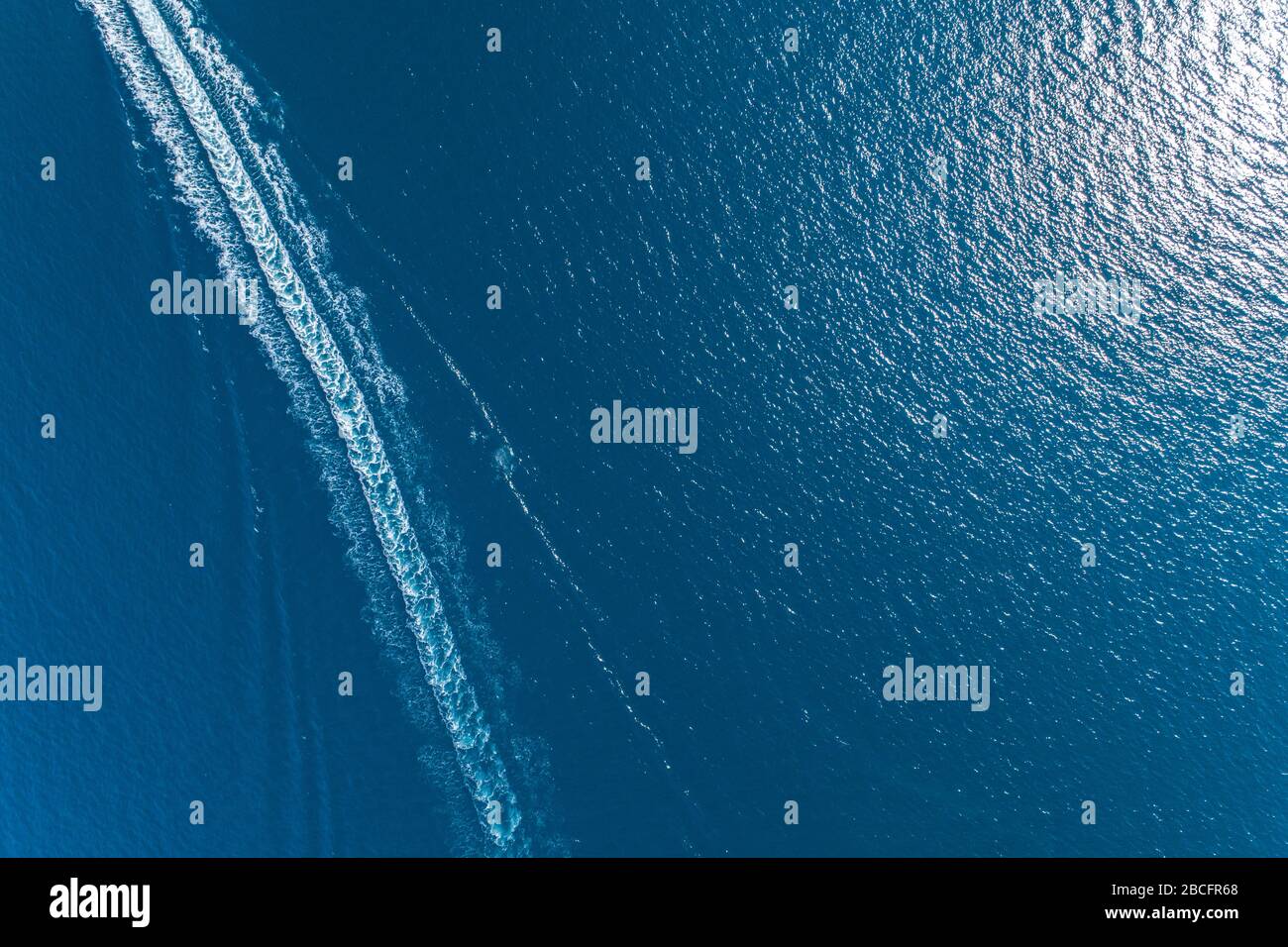 Aerial view of the trail on the water from the boat Stock Photo - Alamy