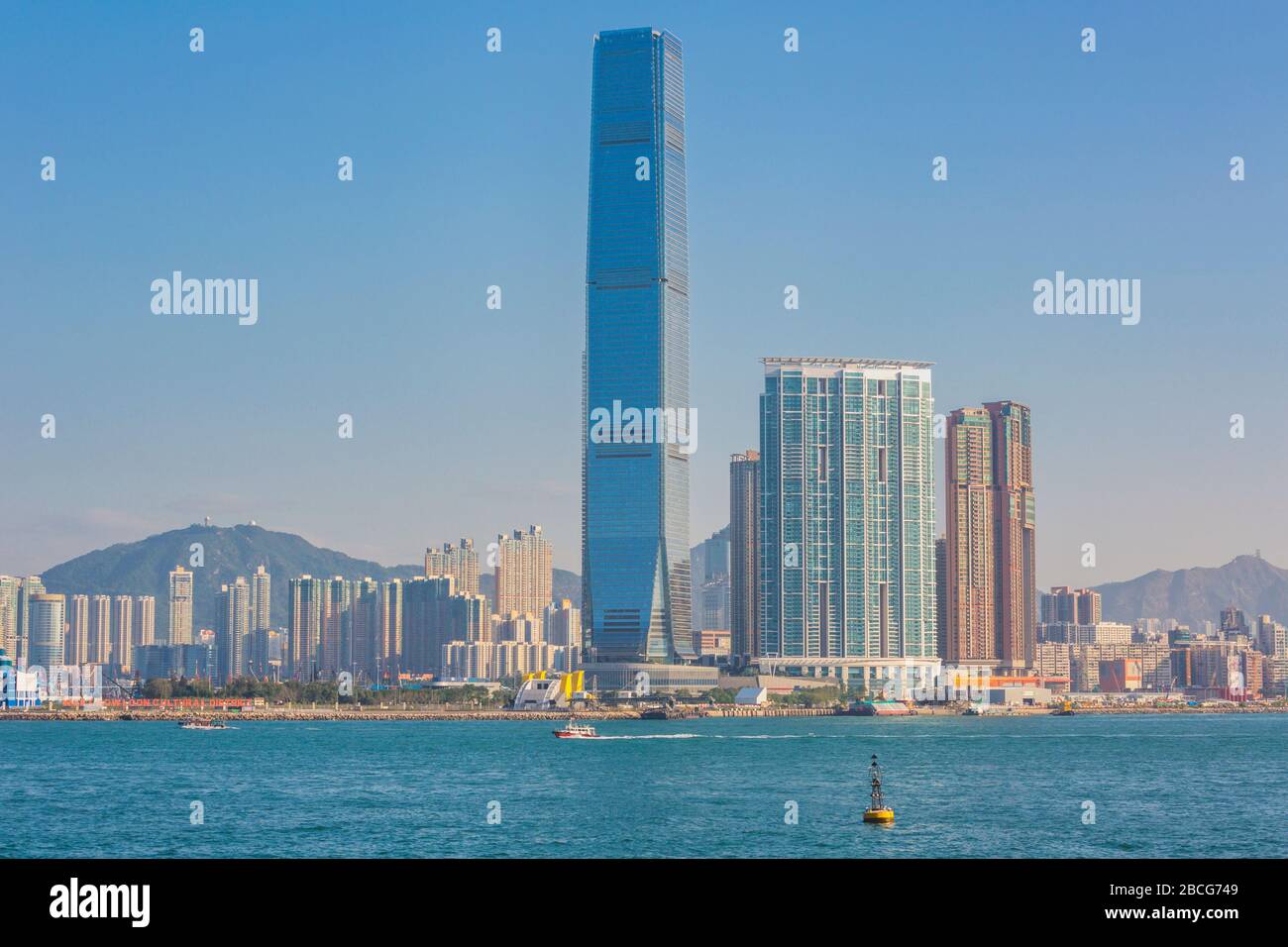 Hong Kong, China. The International Commerce Centre skyscraper on Kowloon.  The building is 118 storeys high. Stock Photo