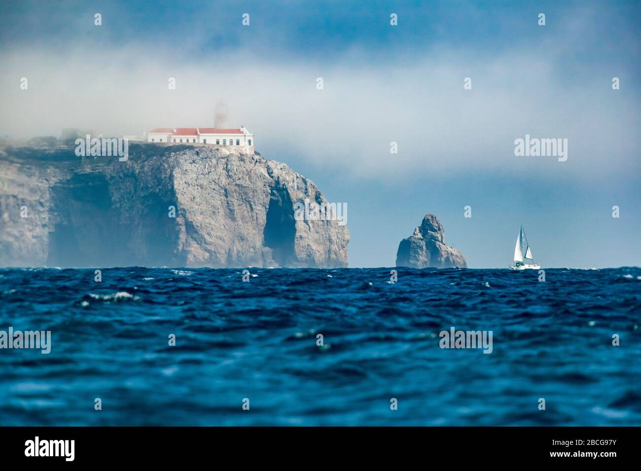 cape saint vincent with light house in Portugal on the south west corner of the iberian peninsula Stock Photo