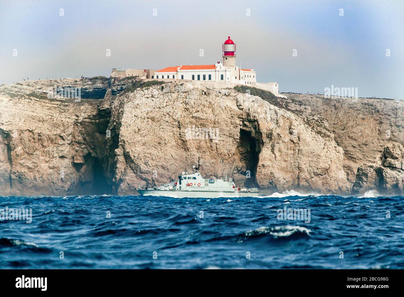 cape saint vincent with light house in Portugal on the south west corner of the iberian peninsula Stock Photo