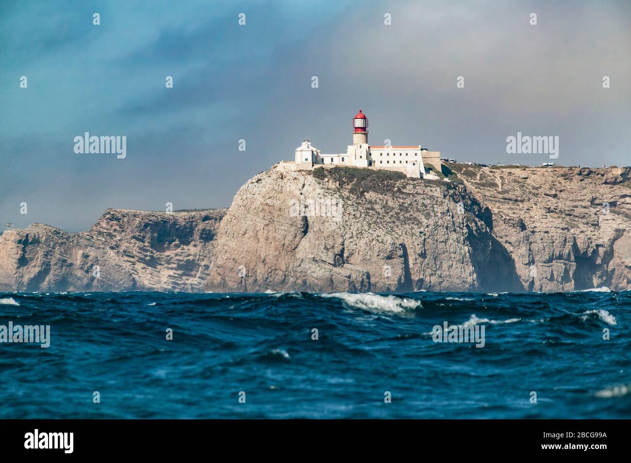 cape saint vincent with light house in Portugal on the south west corner of the iberian peninsula Stock Photo