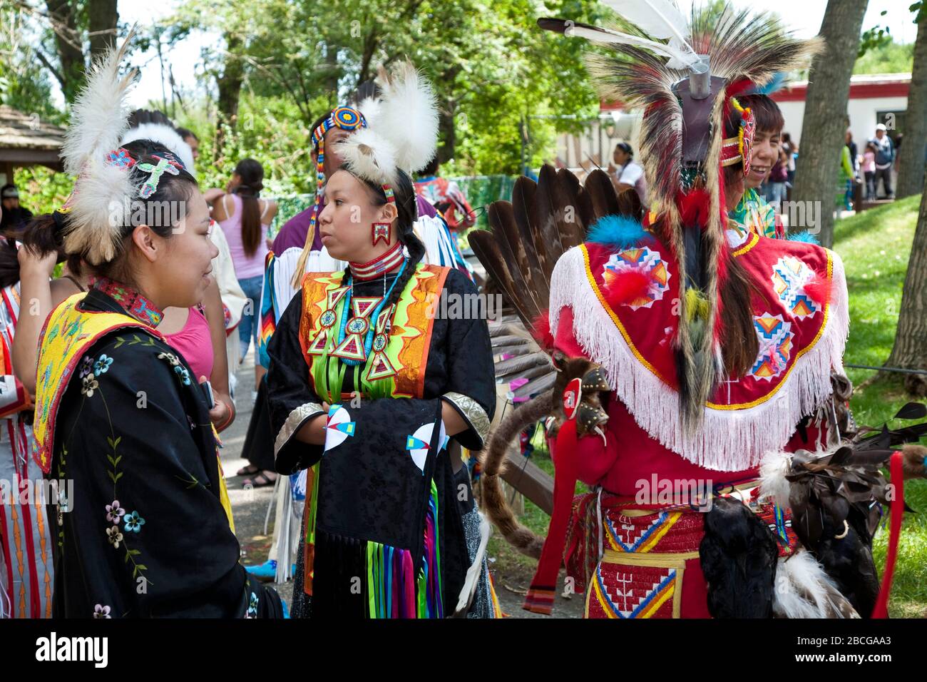 North American Plaims Native Indian in traditional dress at Pow Wow in ...