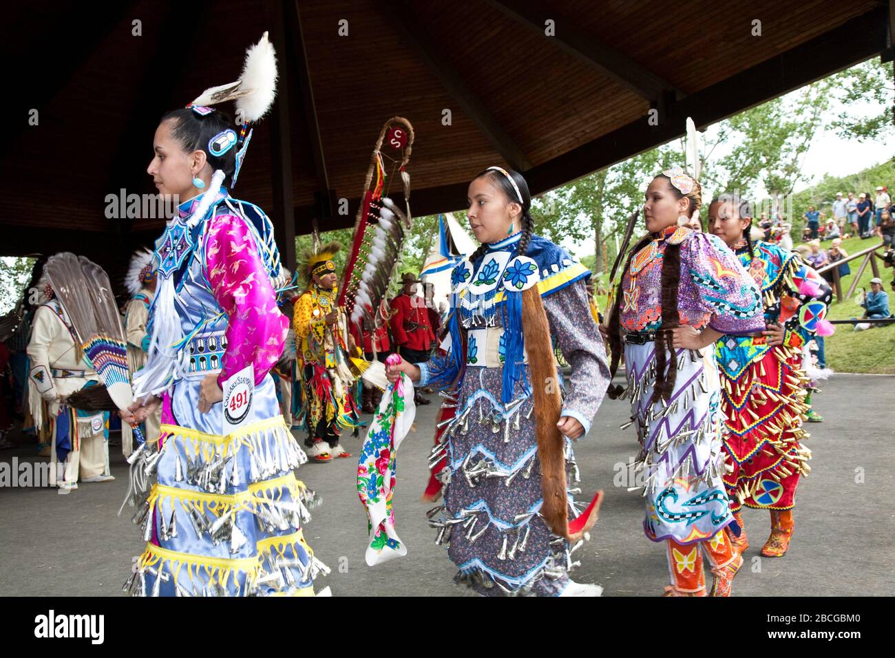 Traditional Native Indian dancing at North American Plaims Native