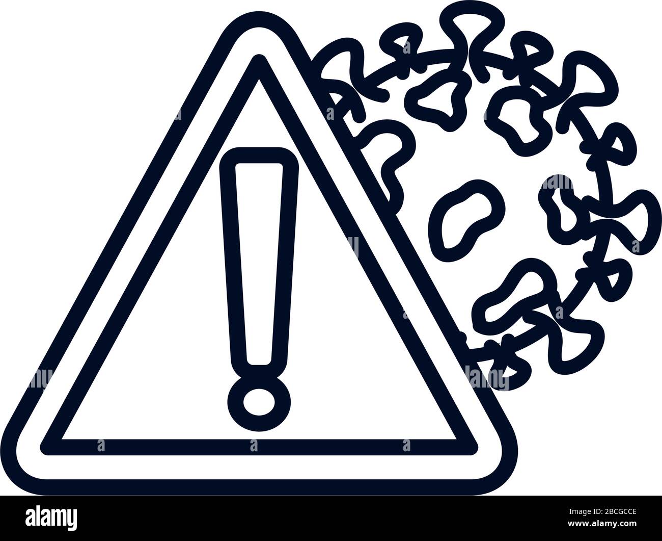 stop covid19 concept, warning sign and coronavirus symbol icon over ...