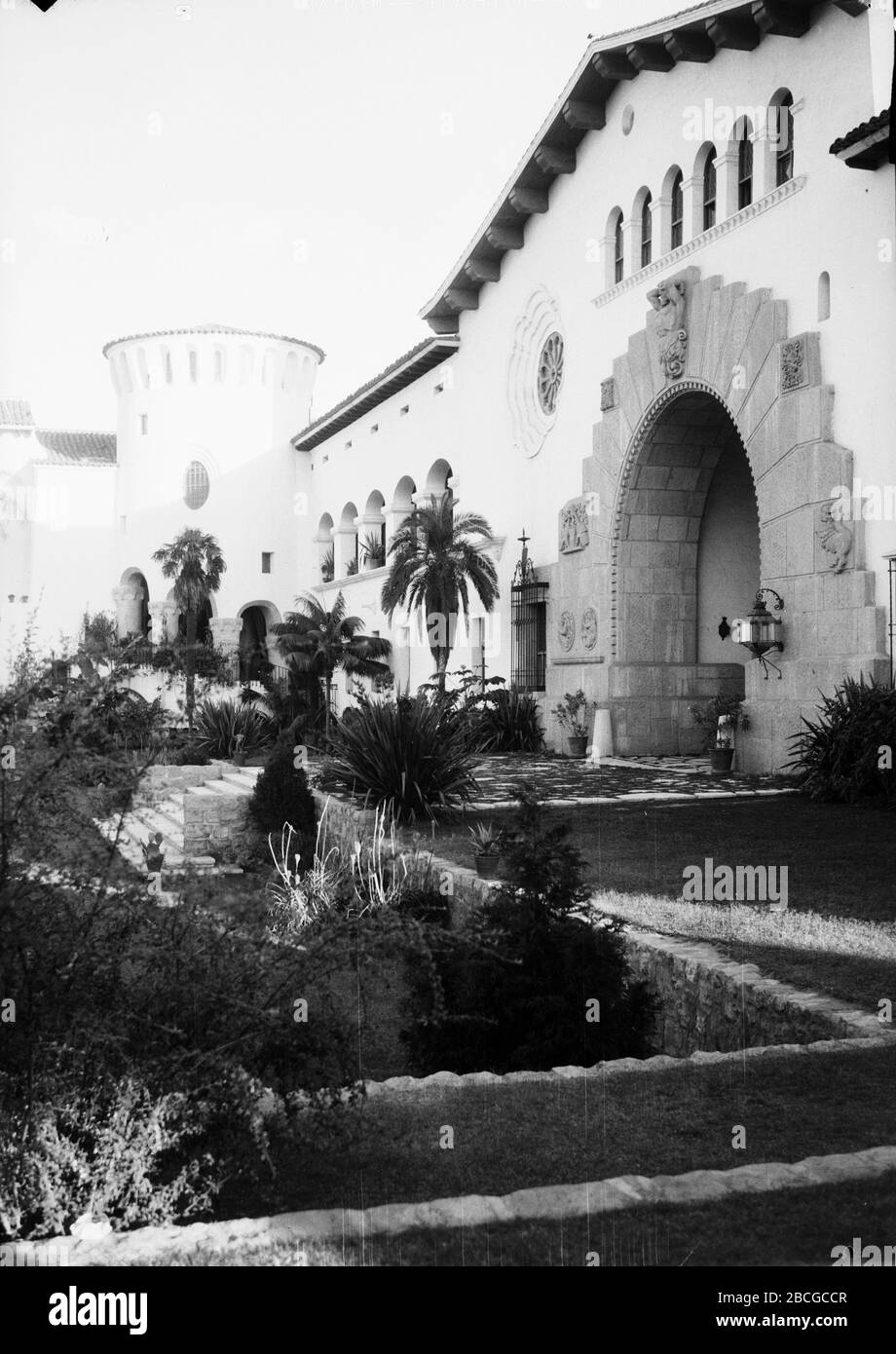 Exterior view of the Santa Barbara County Courthouse and garden, Santa
