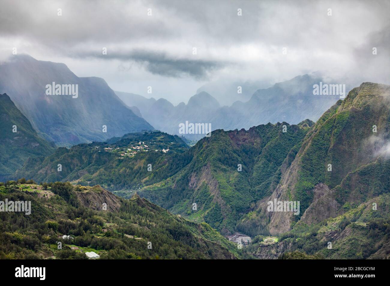 tropical rainforest on Reunion Island, French departement in the Indian Ocean Stock Photo