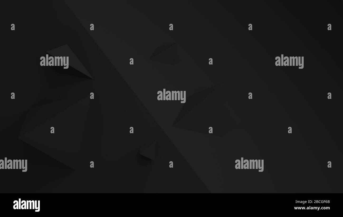 Abstract minimal black background with triangular geometric pattern, 3d ...