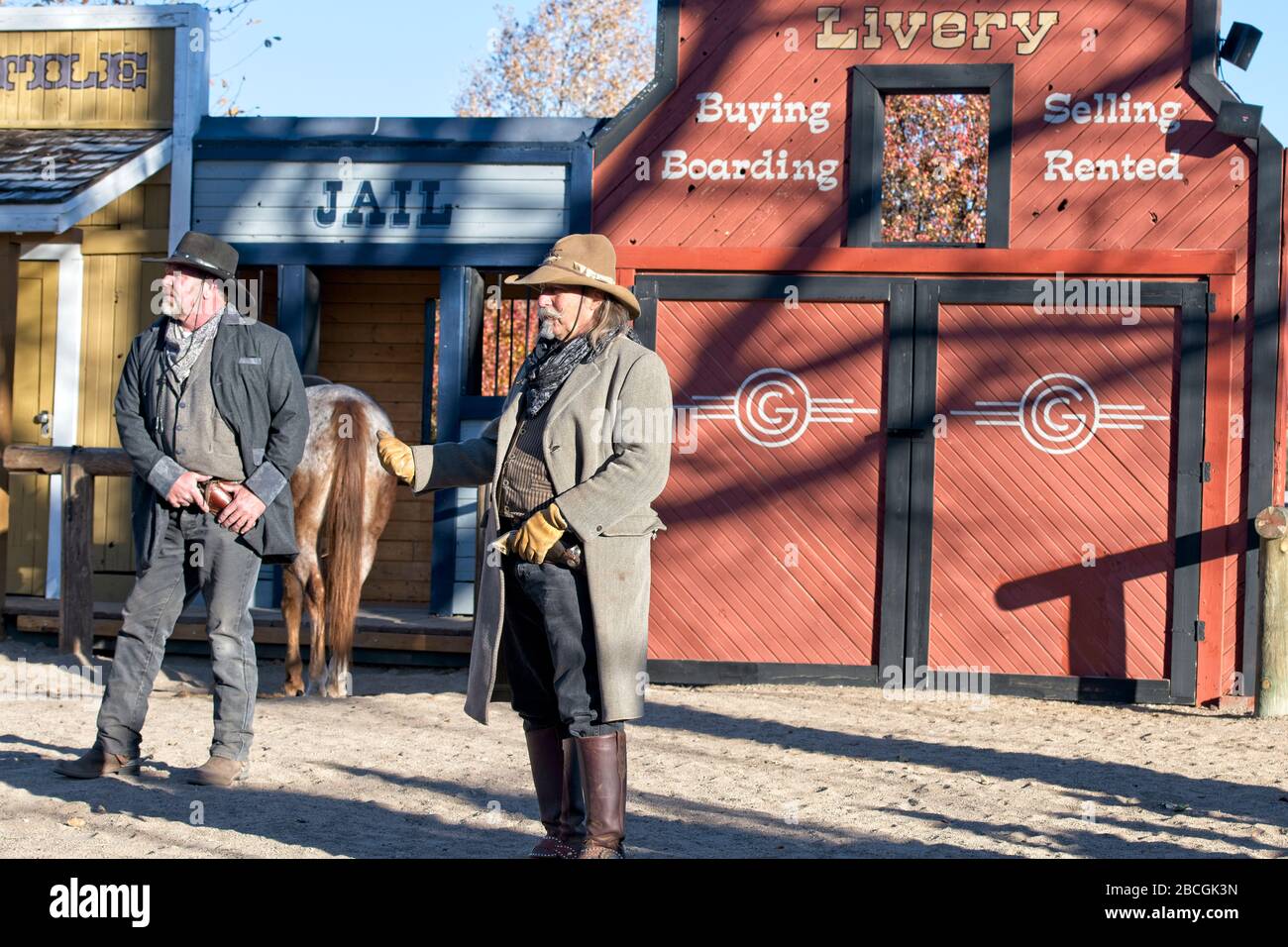 Cowboys of the pretend 'Cataract Creek Gang' show in Williams, Arizona USA Stock Photo