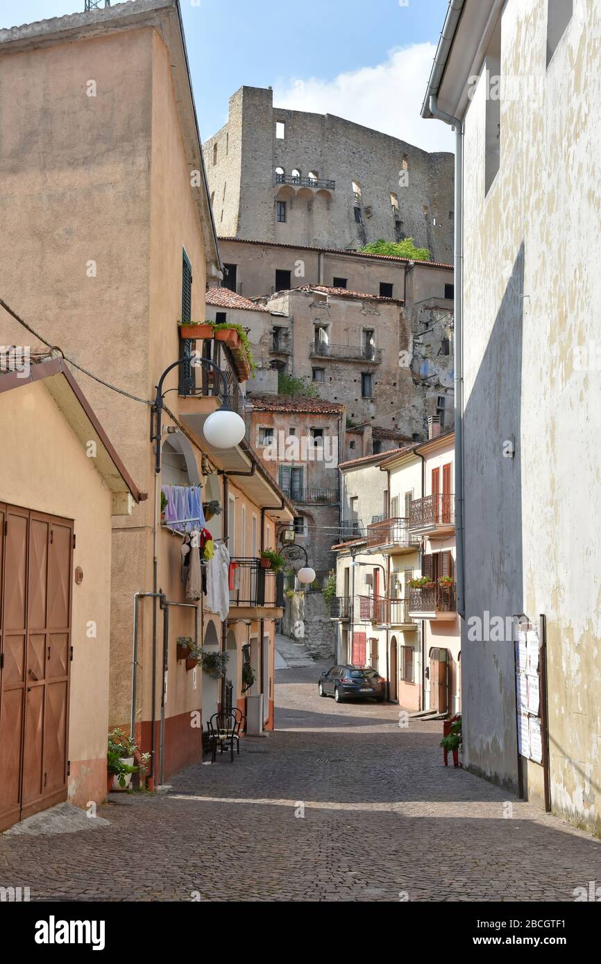Panoramic view of Brienza, a small village in the Basilicata region in ...