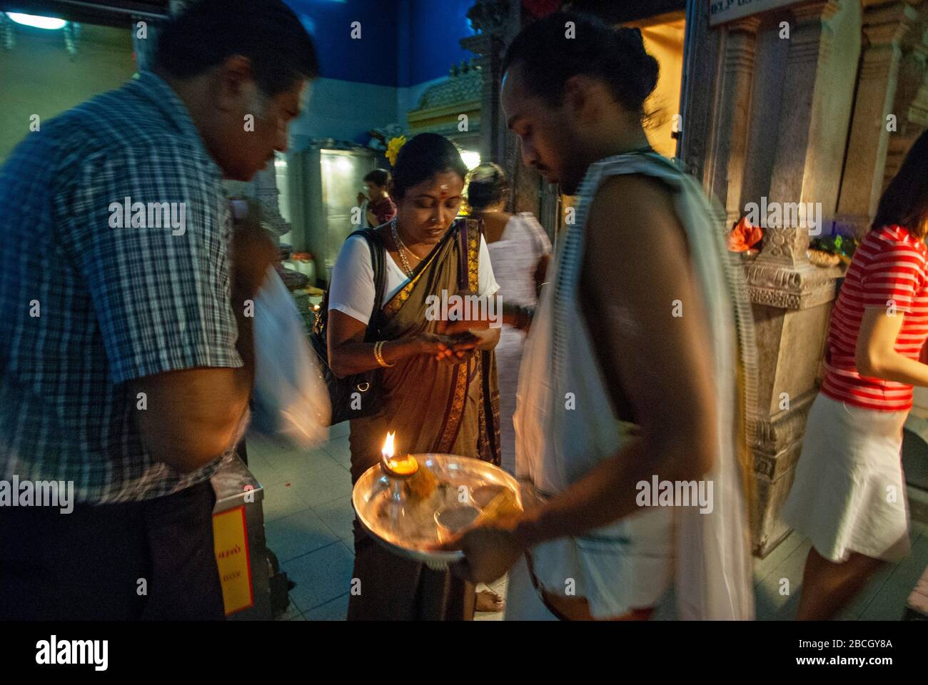 Religious ritual in a Hindu temple, Veerama Kaliamman Temple, Serangoon