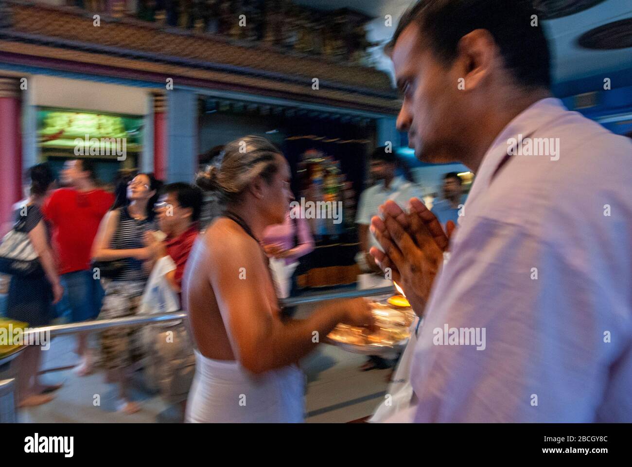 Religious ritual in a Hindu temple, Veerama Kaliamman Temple, Serangoon ...