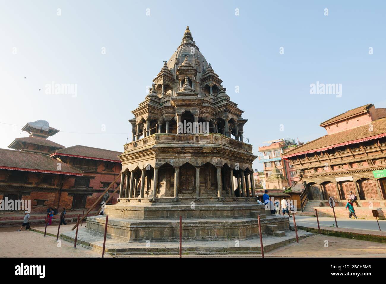 PATAN, NEPAL - 29 Jul 2015: Octagonal Krishna temple Chyasin Dega built by Pratap Malla in Patan Durbar Square, Nepal Stock Photo