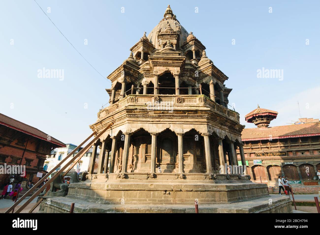 PATAN, NEPAL - 29 Jul 2015: Octagonal Krishna temple Chyasin Dega built by Pratap Malla in Patan Durbar Square, Nepal Stock Photo