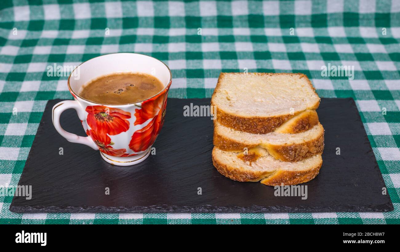 Breakfast Easter breads and eggs Stock Photo