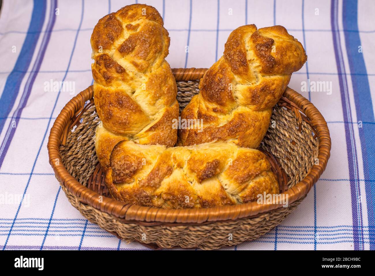 Easter breads in the baskket Stock Photo