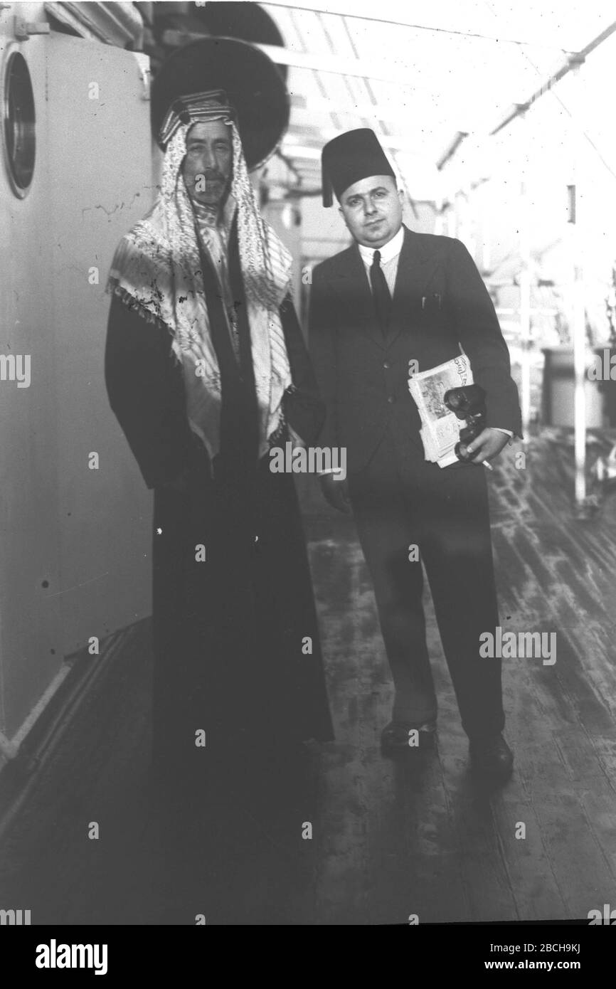 English Exiled King Ali Of Hejaz With The Editor Of The Jaffa Arab Daily Palestine Aboard A Ship At The Jaffa Port U O U U O O I E N E O U I U U C I U I O I O I U I O I U O U O I
