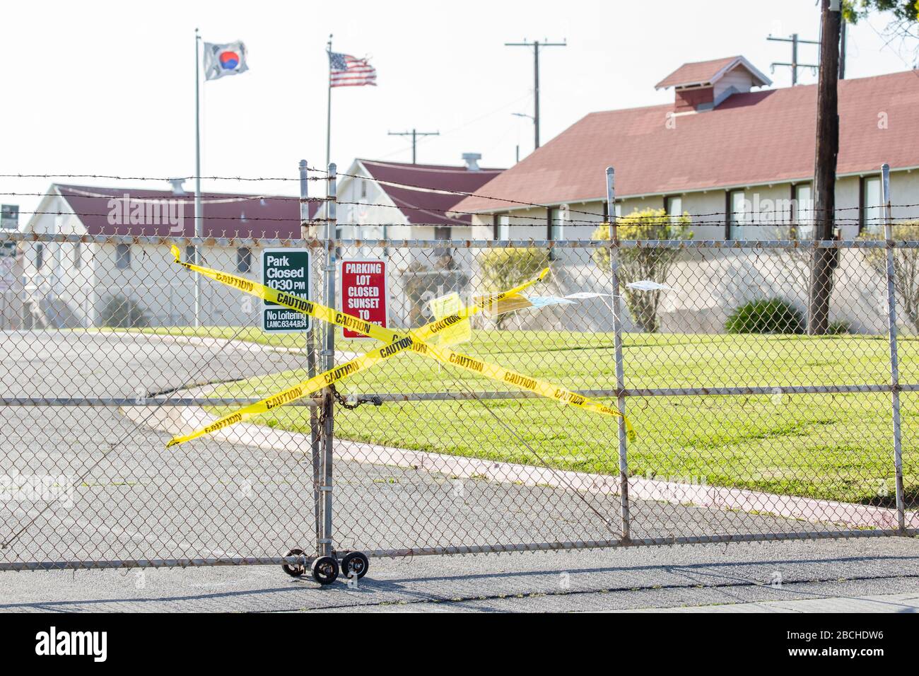 Angel's Gate park is closed to the public during stay at home order in San Pedro, CA taken on April 3, 2020 Stock Photo