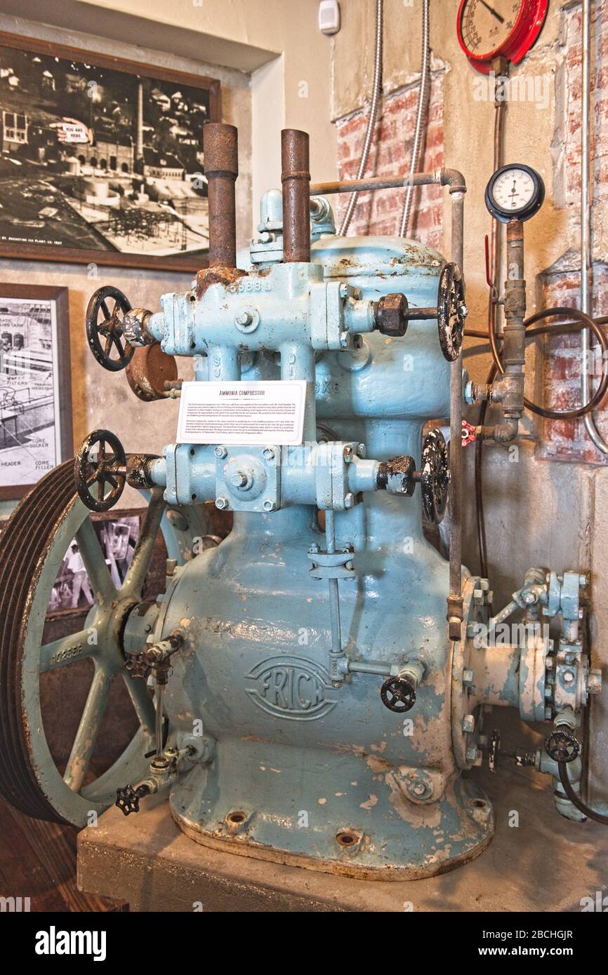Compressor in an industrial setting at St. Augustine Distillery in St. Augustine, Florida USA Stock Photo