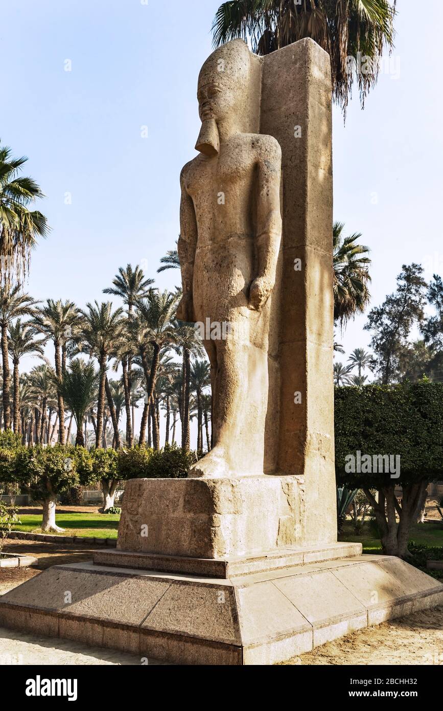 View of the Ramesses II statue in the Mit Rahina Museum in Memphis in Cairo, Egypt. Stock Photo