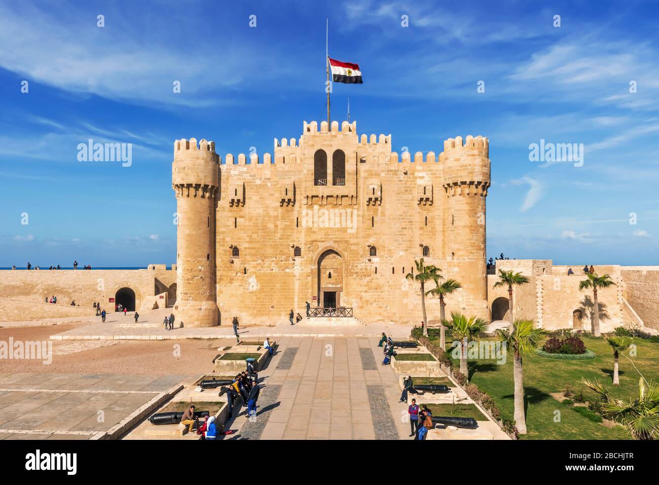 Alexandria, Egypt January 2, 2015 Tourists in front of main entrance