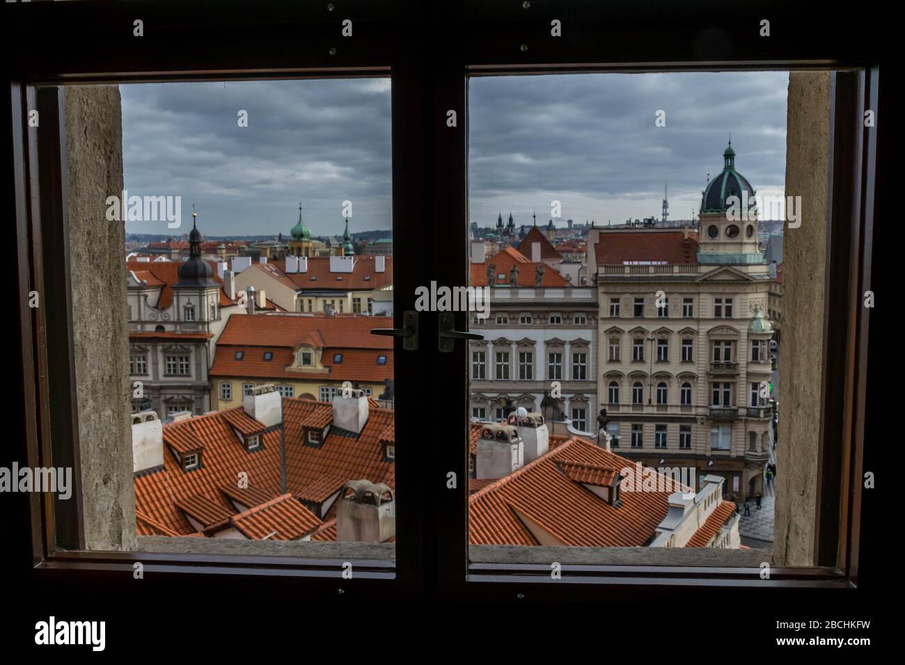 View from window on Prague city Stock Photo