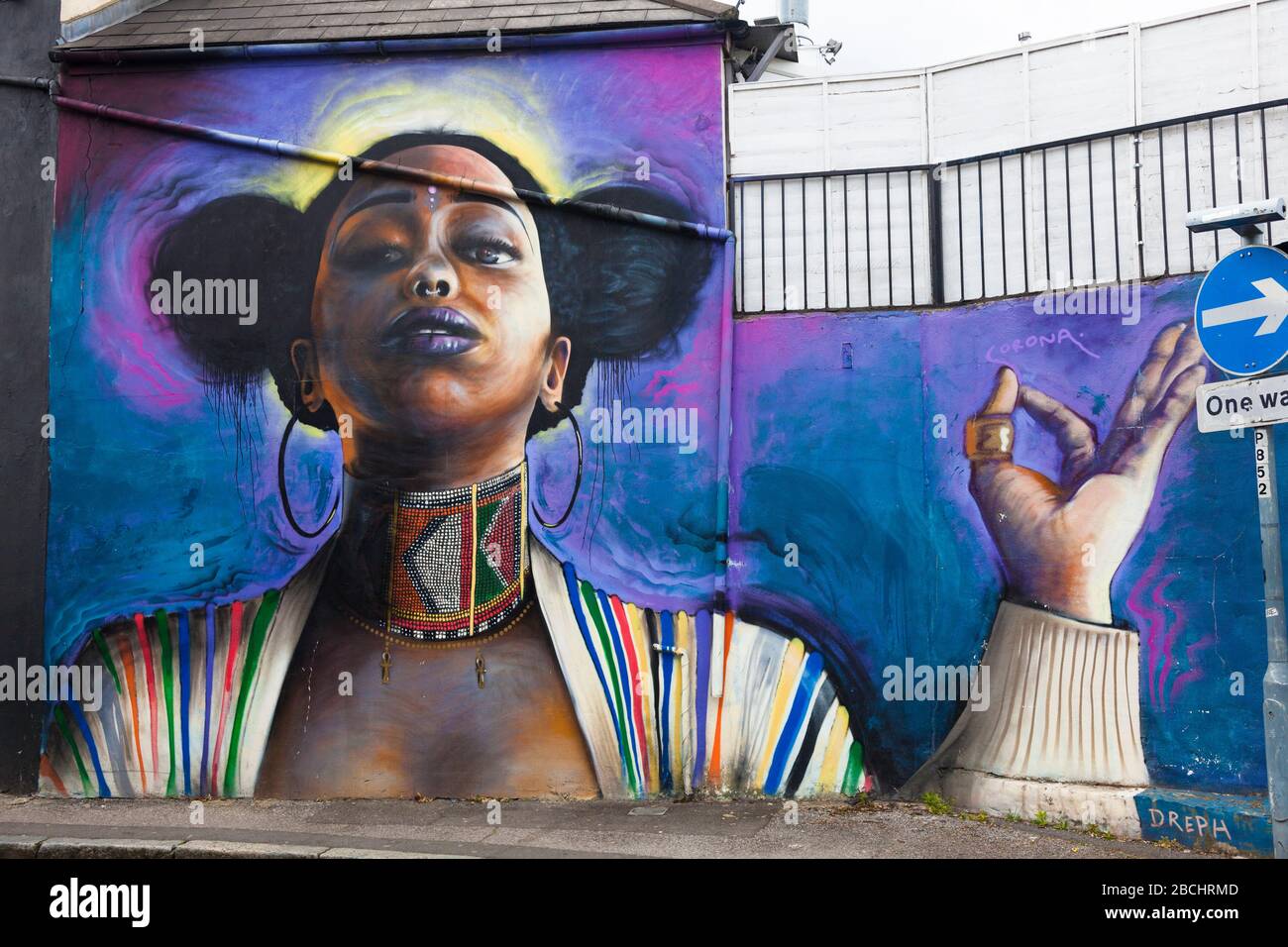 Street art on wall of a building in the back streets of Penge, South London, UK Stock Photo