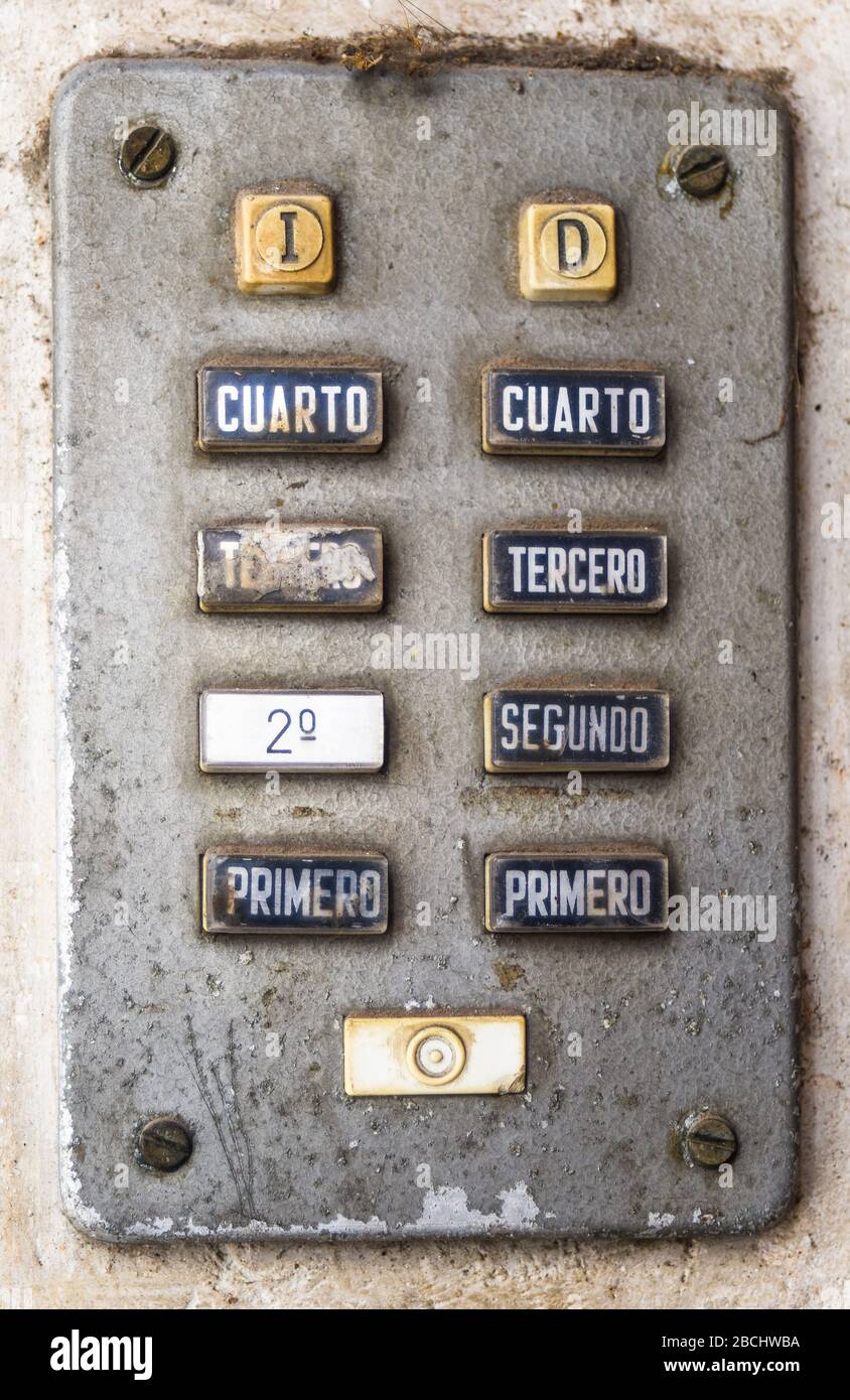Intercom of an old house Stock Photo