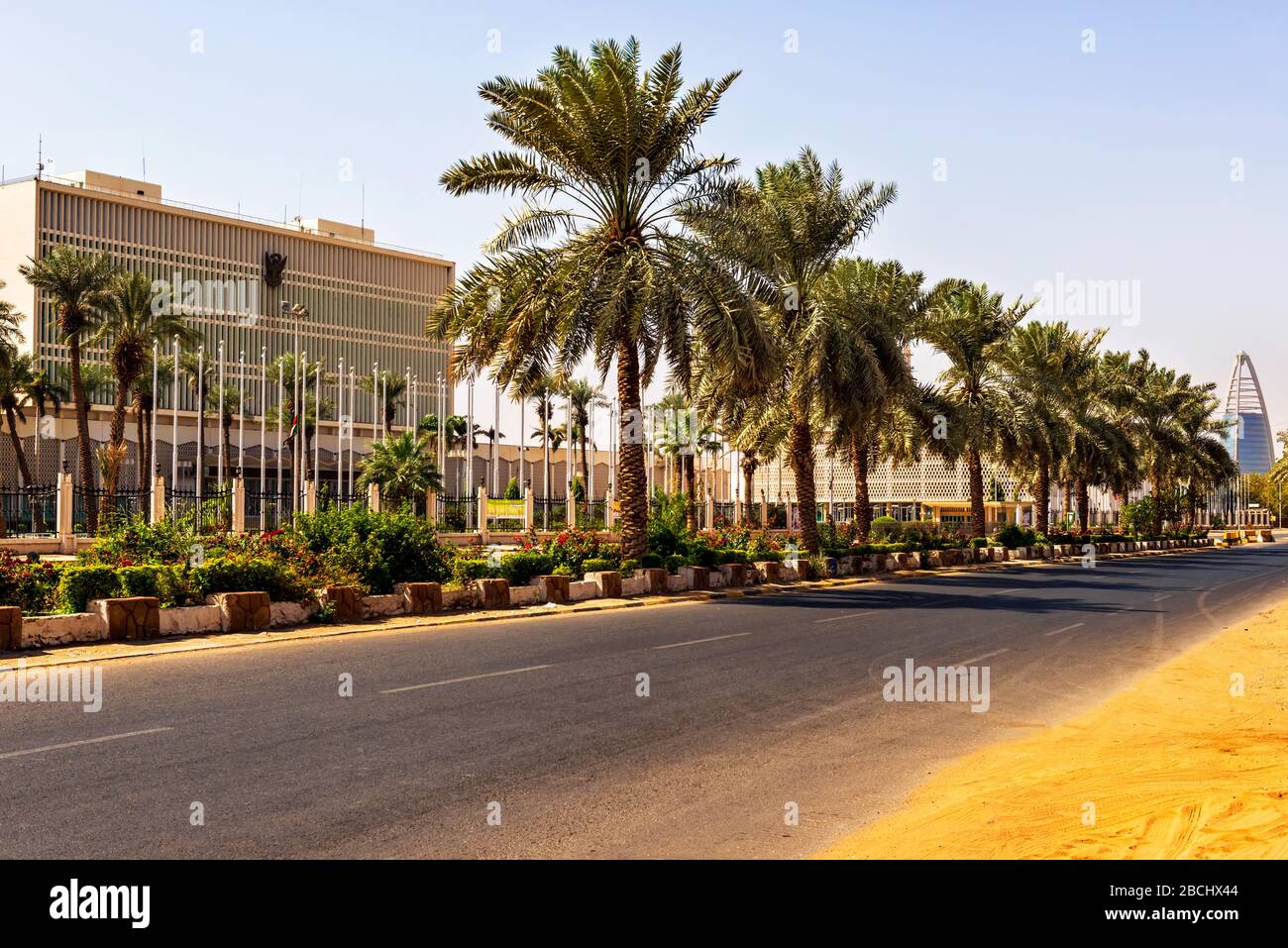 View at the modern buildings at main road in Khartoum, Sudan Stock Photo