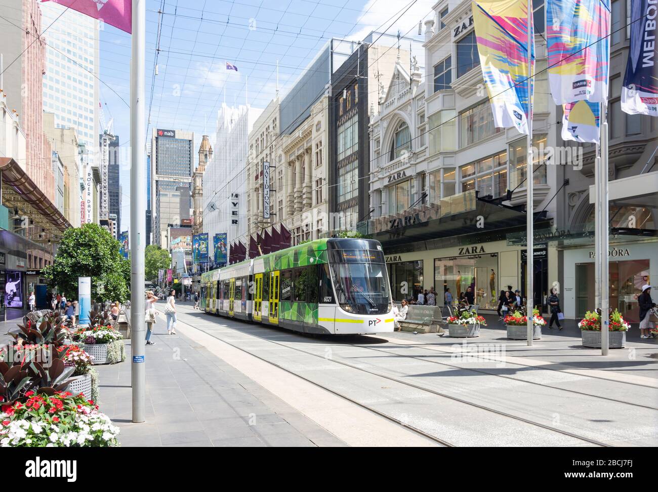 City Circle tram, Bourke Street, City Central, Melbourne, Victoria, Australia Stock Photo