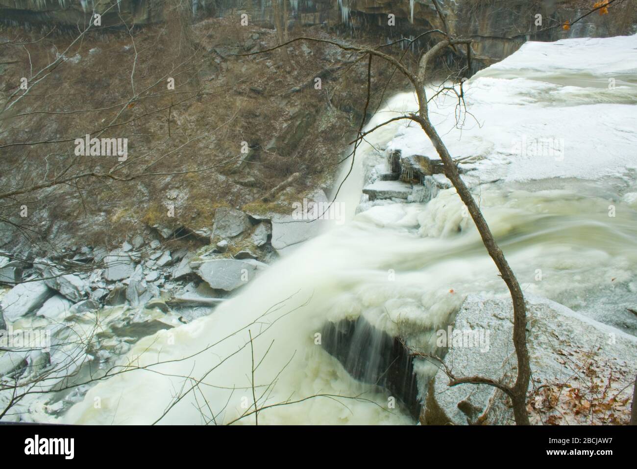 Brandywine Falls in Winter, Ohio Stock Photo Alamy
