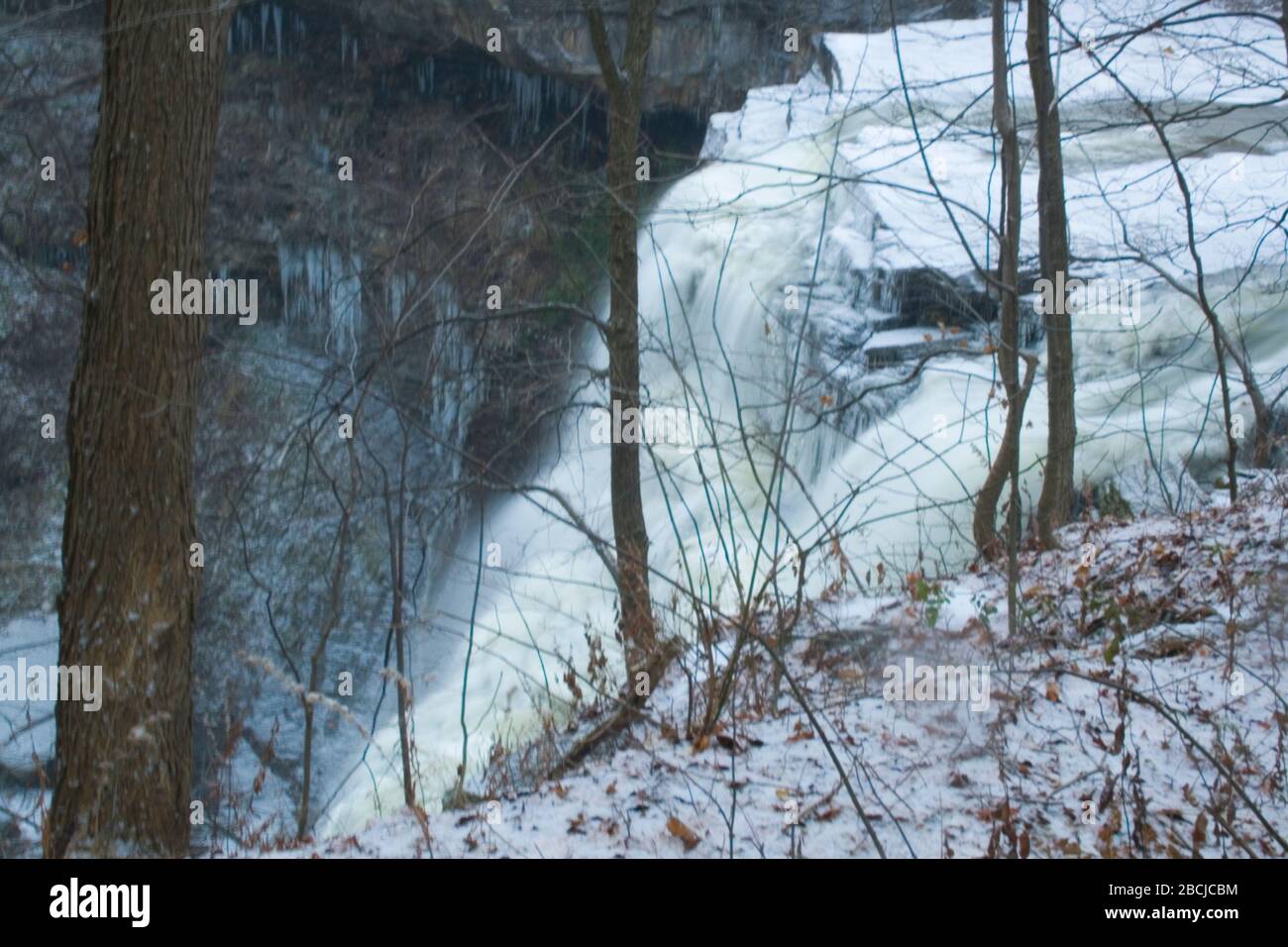 Brandywine Falls in Winter, Ohio Stock Photo