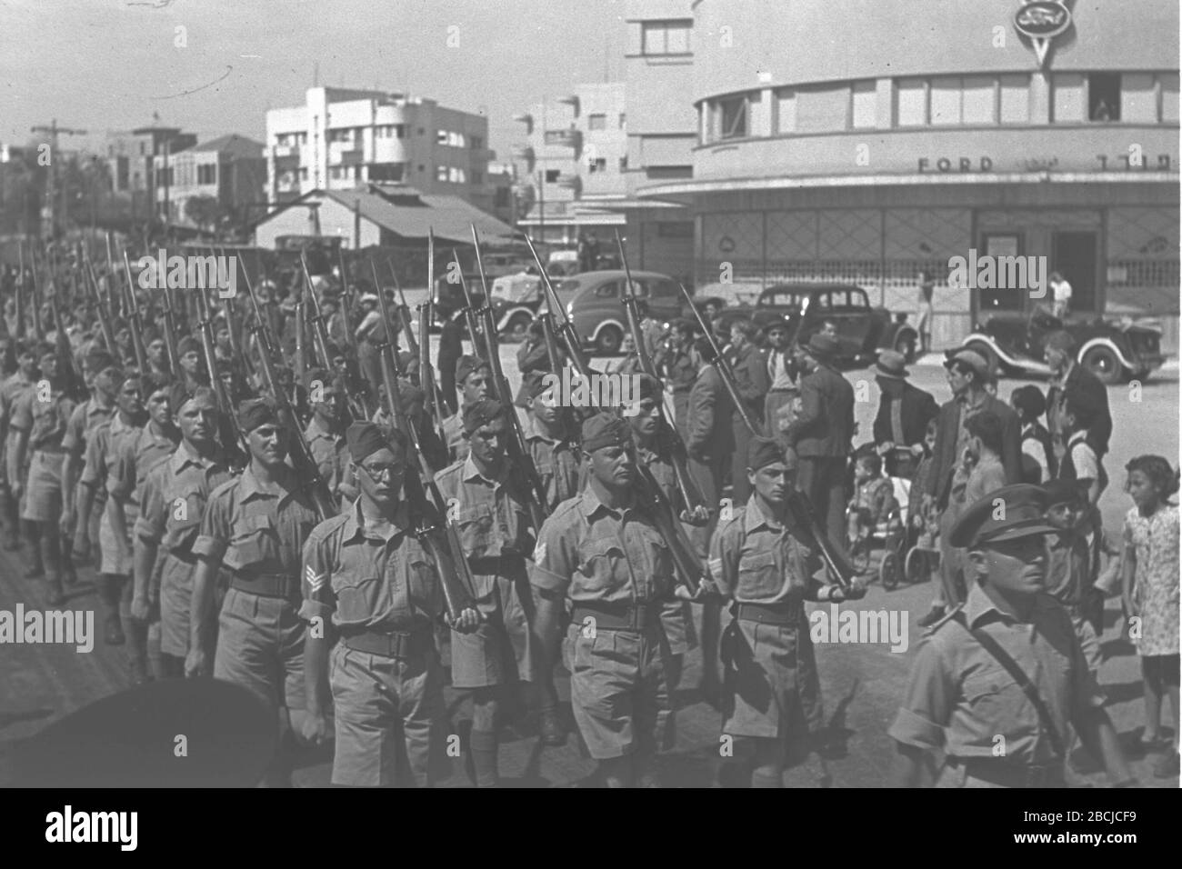 English Jewish Soliders In The British Army Marching On Petah Tikva Road In Tel Aviv On Jewish Soldiers Day O I U I O O O U I O I I I O E O U I U U I C U O O O U O U O I I I O U I U C O