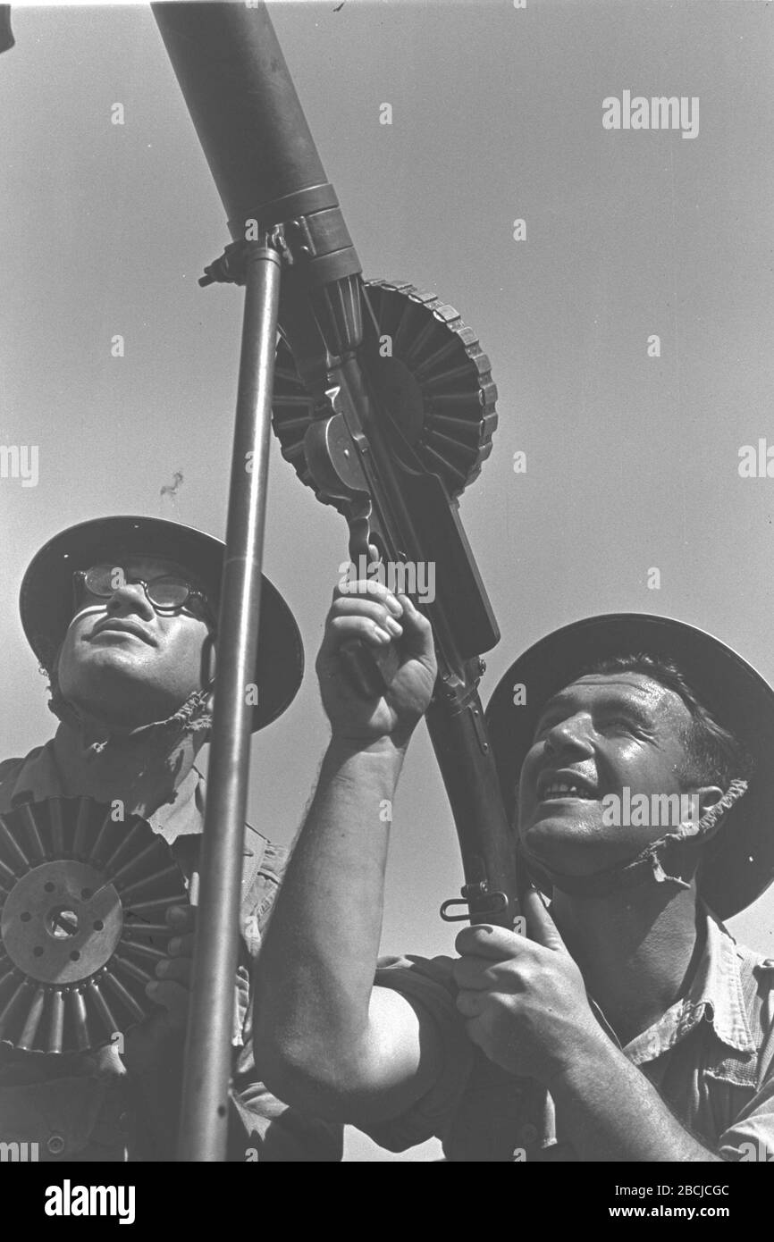 English Jewish Volunteers In The British Army Firing From A Machine Gun During Training Near Haifa O O O U O U O I I I O U E E E I E O O O E U I U O E O U I U E O U Ss U O U U O I O O