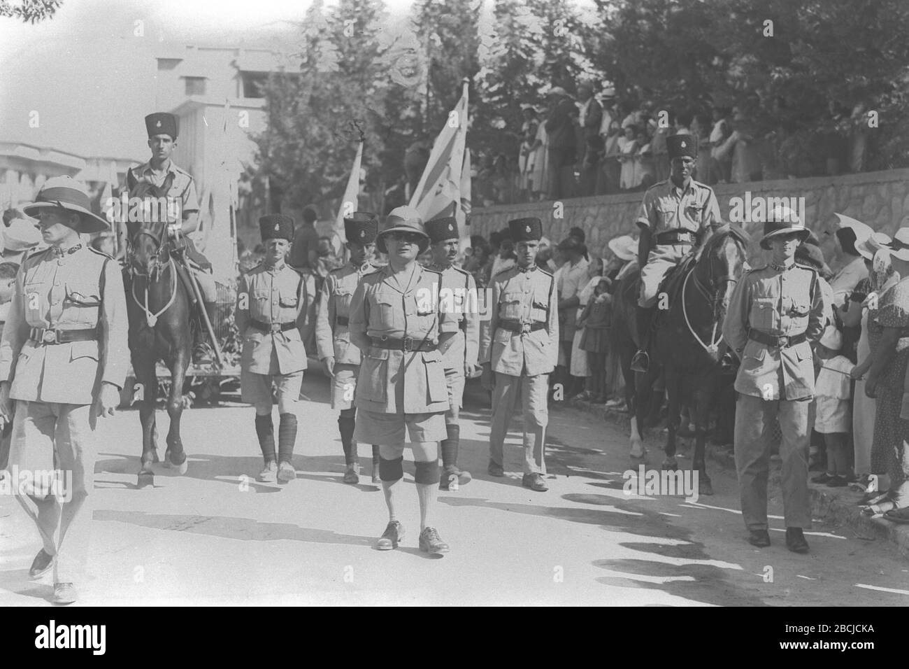English Jewish Arab British Police Officers Leading The Bikurim Parade In Haifa During The Shavuot Holiday O I C E I I E O U I U C I O O U O I I I O U E O U I E O O O O U U