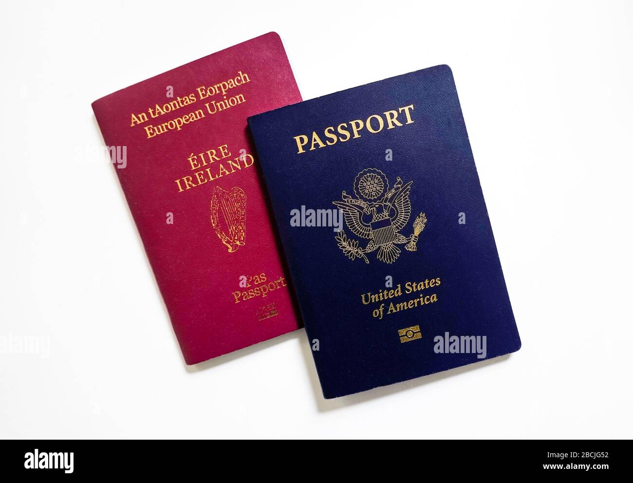An American passport and an Irish EU passport Stock Photo