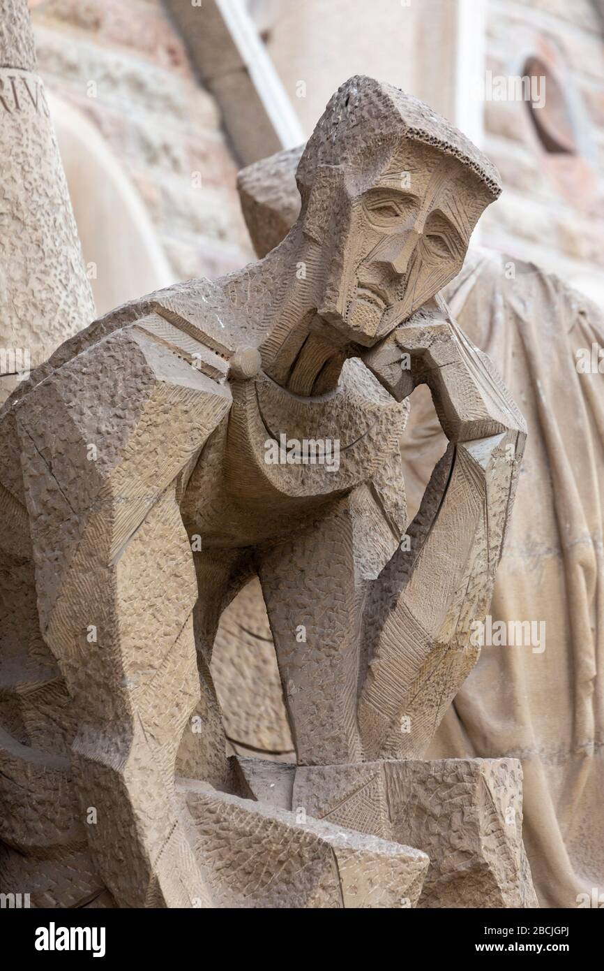 Detail of a statues outside the Basílica de la Sagrada Família, designed by Antoni Gaudí in Barcelona, Spain Stock Photo - Alamy