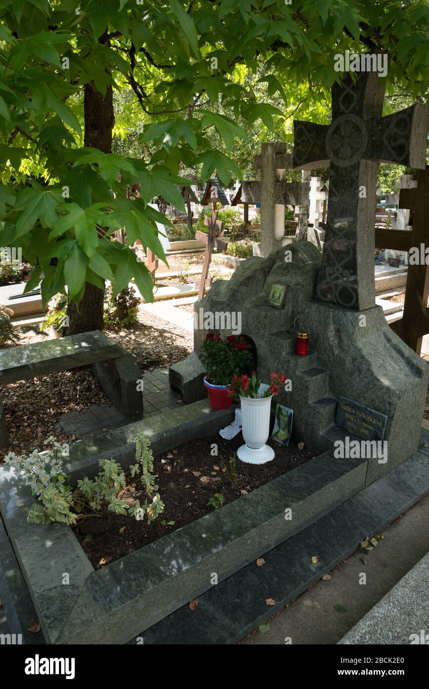 Tomb of Andrei TARKOVSKI, russian film director. In Sainte Genevieve des Bois russian cemetery Stock Photo