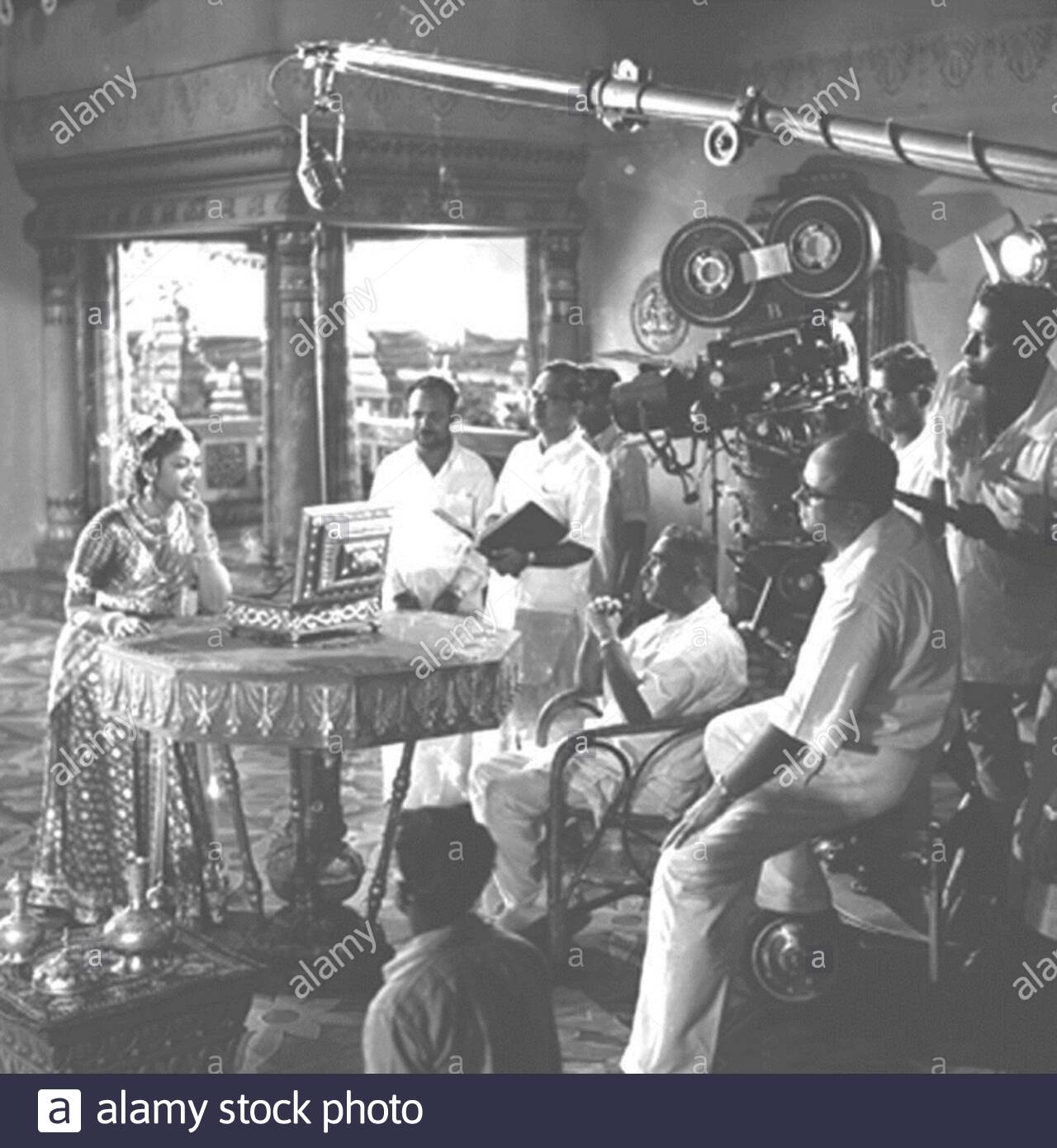 English Production Still Of Mayabazar 1957 Where Savitri Enacts A Scene With Priya Darsini Mirror Also Seen In The Picture Are Director K V Reddy And Cinematographer Marcus Bartley 1956 Https Marapuraanichitralu Wordpress Com Tag K V Reddy