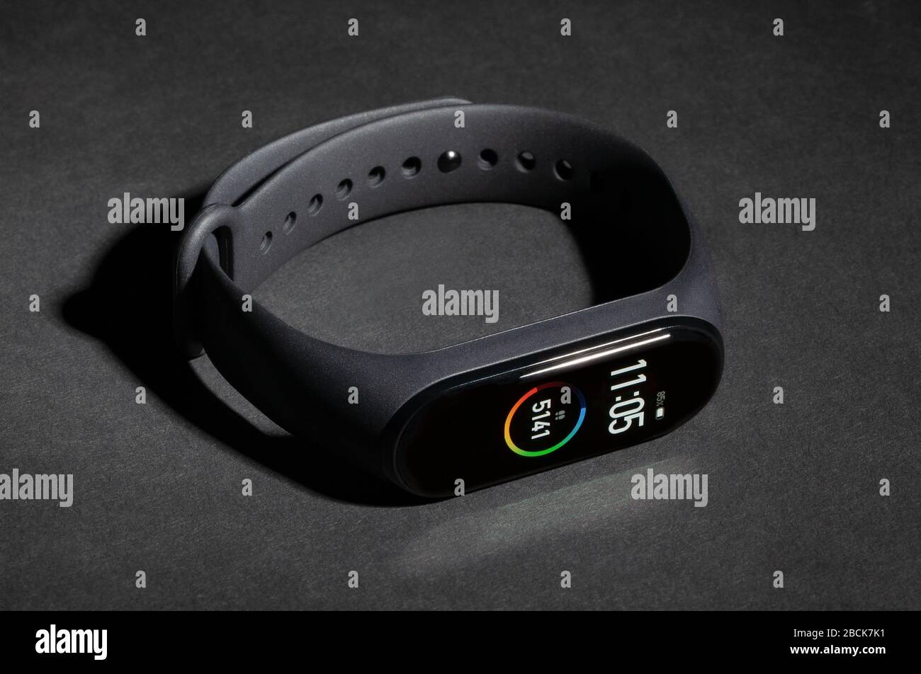smart band fitness tracker isolated on black Stock Photo