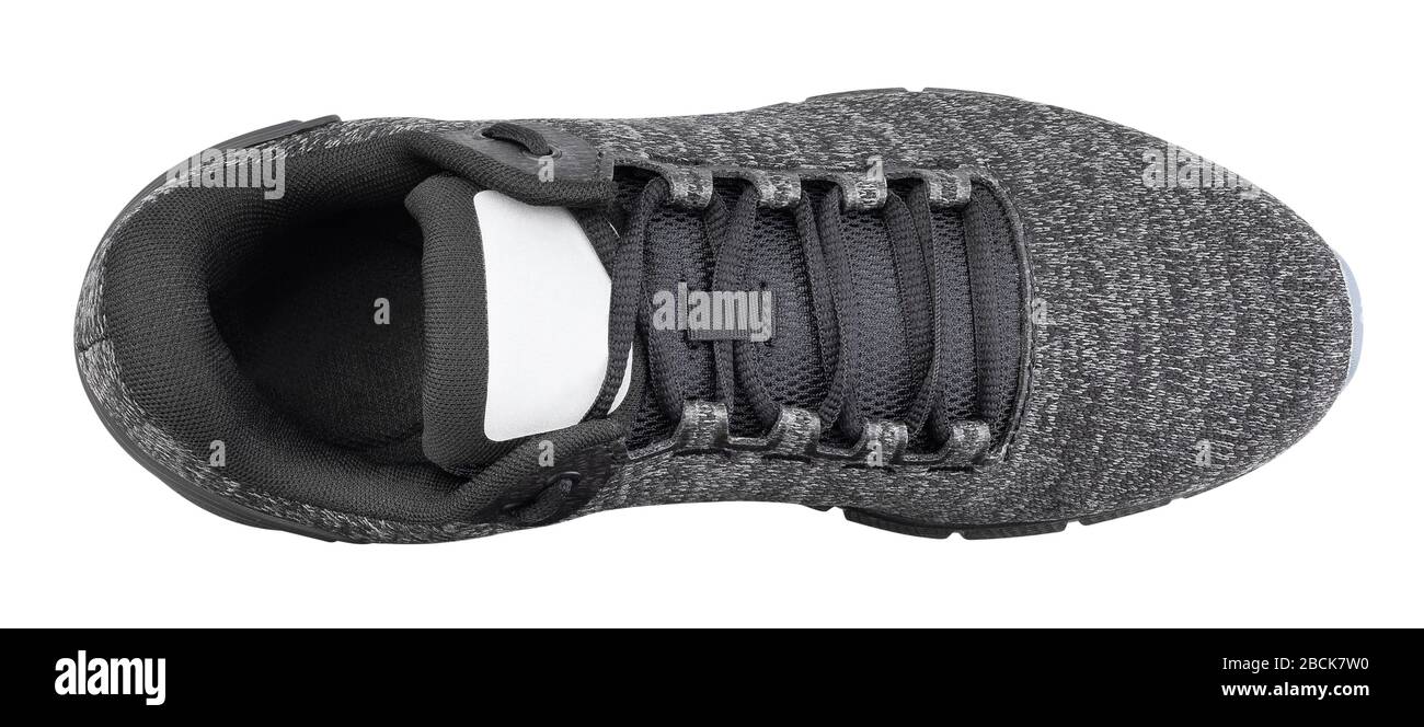 grey sneakers path isolated on white top view Stock Photo