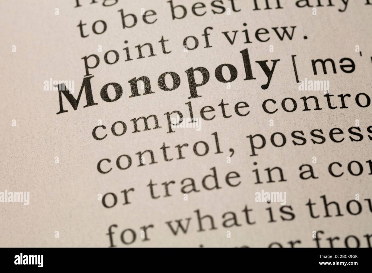 Fake Dictionary, Dictionary definition of word monopoly Stock Photo Alamy