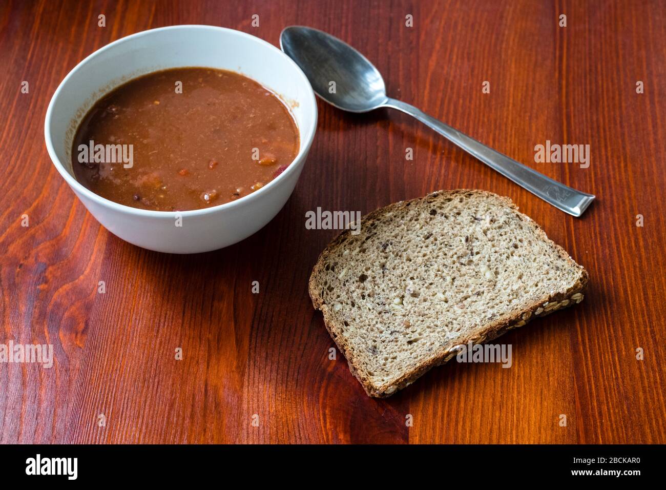 Goulash soup served with bread Stock Photo