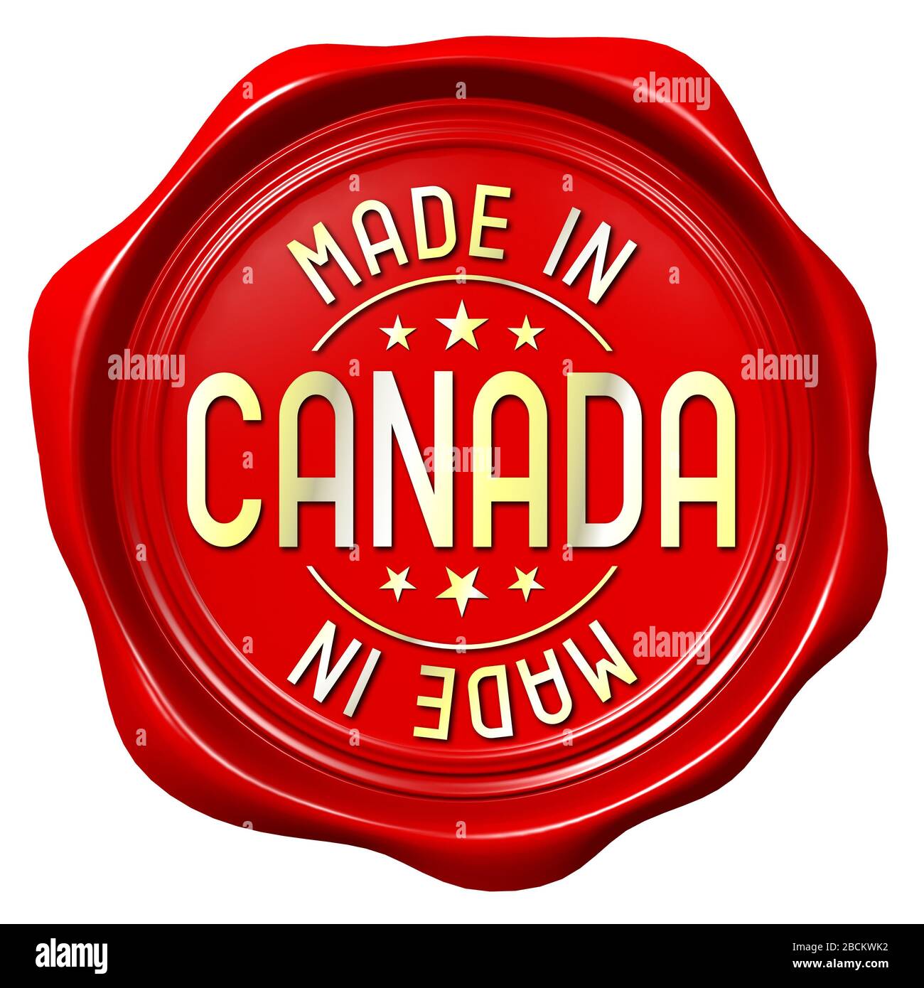 Red wax seal - made in Canada Stock Photo